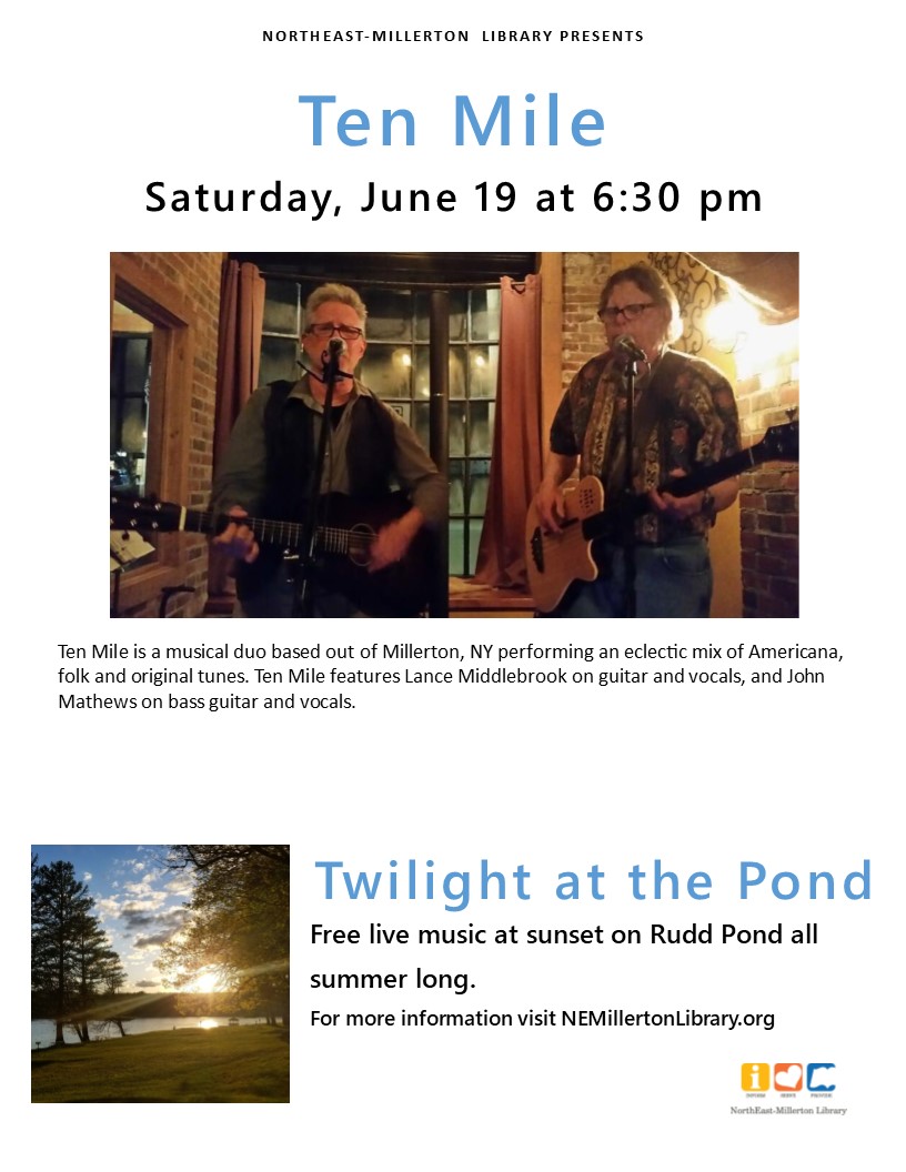 Ten Mile June 19 at 6:30 pm Rudd Pond State Park