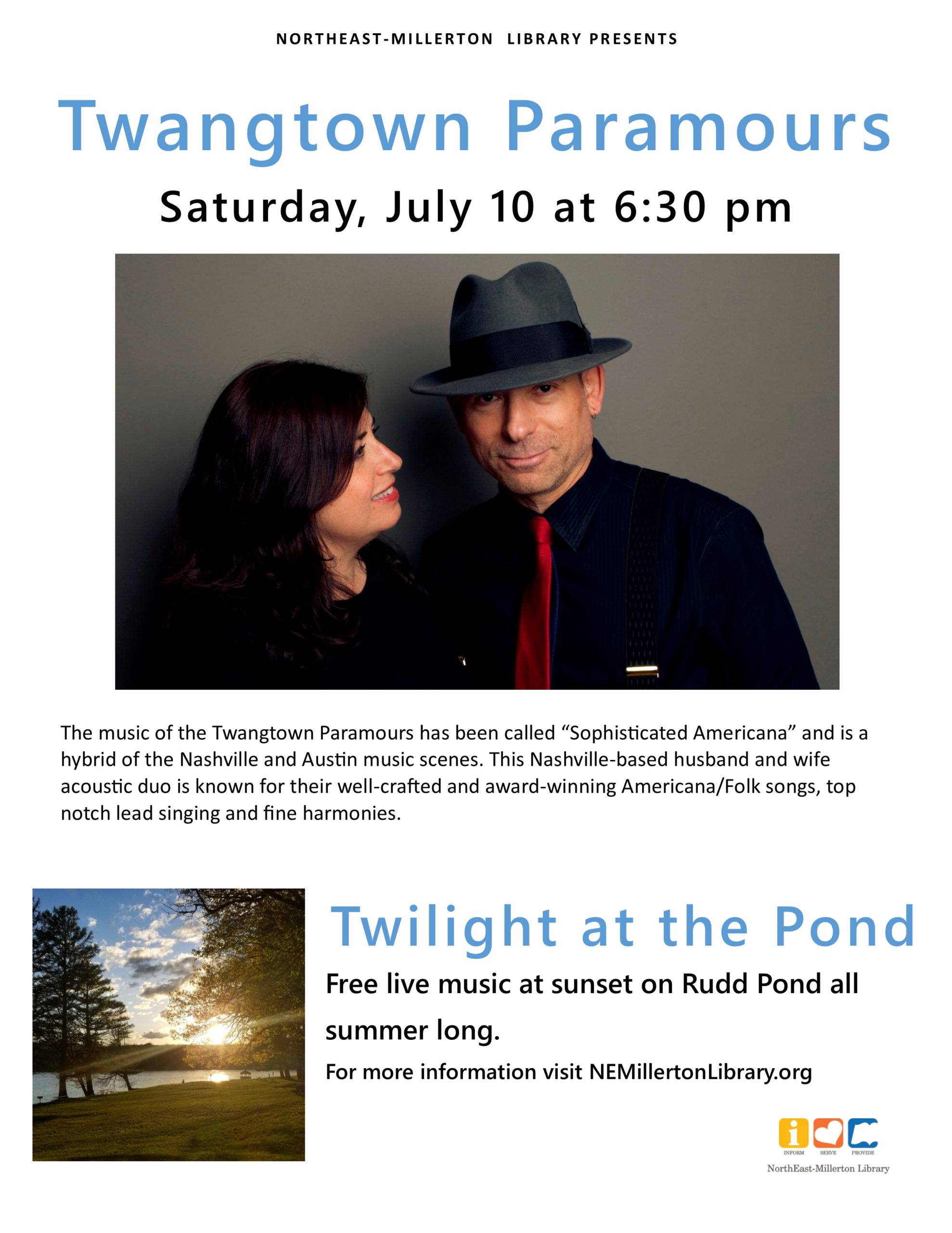 Twangtown Paramours July 10 6:30 pm Rudd Pond State Park